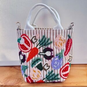 Viral Vegetable Beaded Handbag